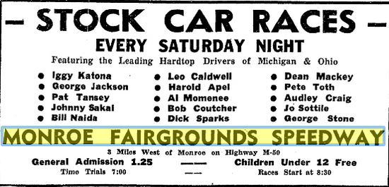Monroe Fairgrounds Speedway - June 20 1951